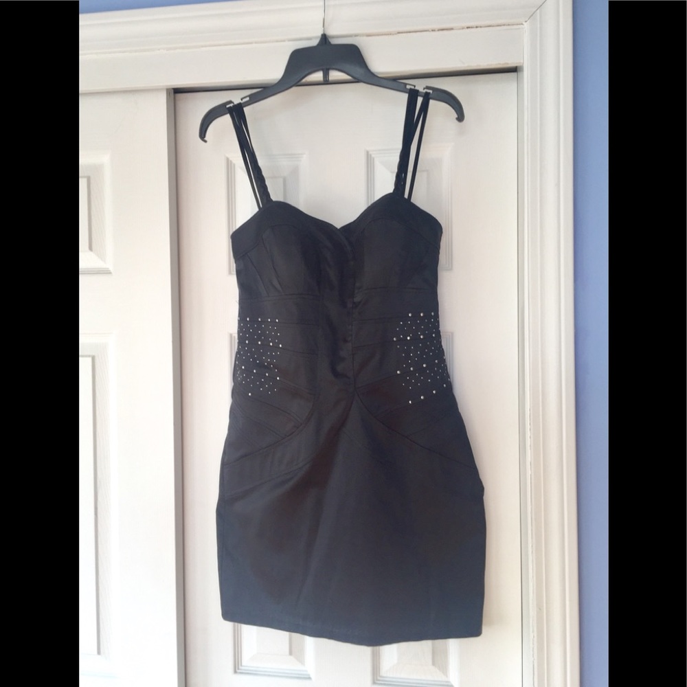 Dress with side crystal embellishments